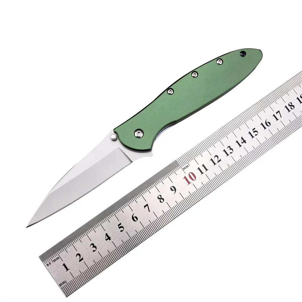 KS 1660 Ken Onion Leek Assisted Flipper Knife 3" Bead Blast Plain Blade, Orange Stainless Steel Handles Folding Pocket Knife Outdoor Hunting Tool Camping Fishing