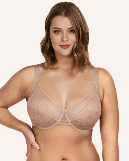 Full Coverage Lace Minimizer Bra - Petal