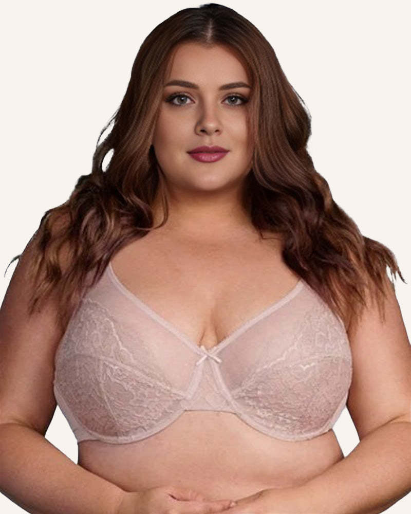 Full Coverage Lace Minimizer Bra - Petal