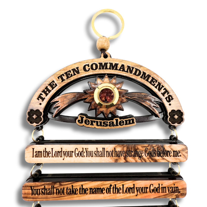 Ten Commandments from the Holy Land — Hand-Carved Wall Display