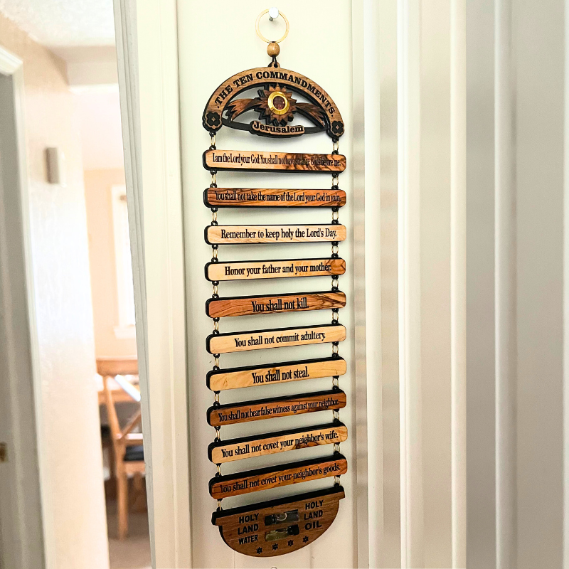 Ten Commandments from the Holy Land — Hand-Carved Wall Display