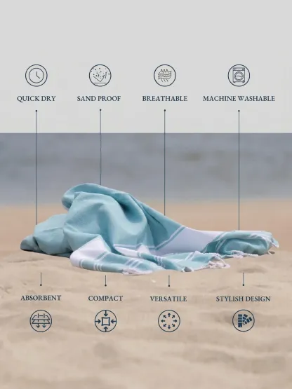Lightweight Soft Modern Flat-Weave XL Beach Towel (39" x 71")