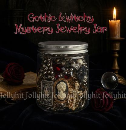 Unveil the Darkness – 🖤 Gothic Witch Mystery Jewelry Jar