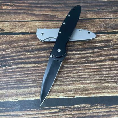 KS 1660 Ken Onion Leek Assisted Flipper Knife 3" Bead Blast Plain Blade, Orange Stainless Steel Handles Folding Pocket Knife Outdoor Hunting Tool Camping Fishing