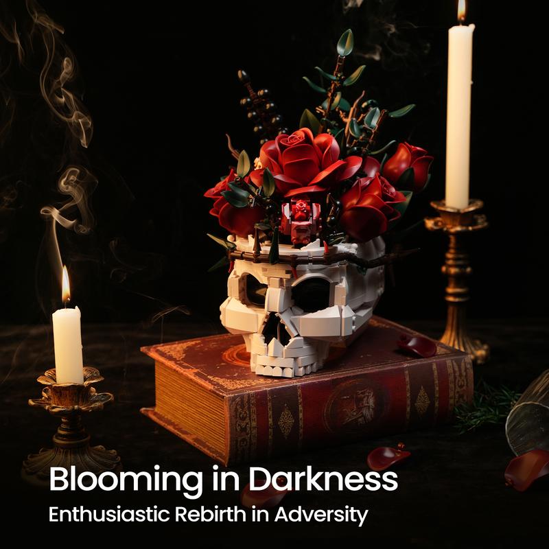 🔥Last Day 49% OFF - Gothic Skull Rose Building Set for Adults💀🌹