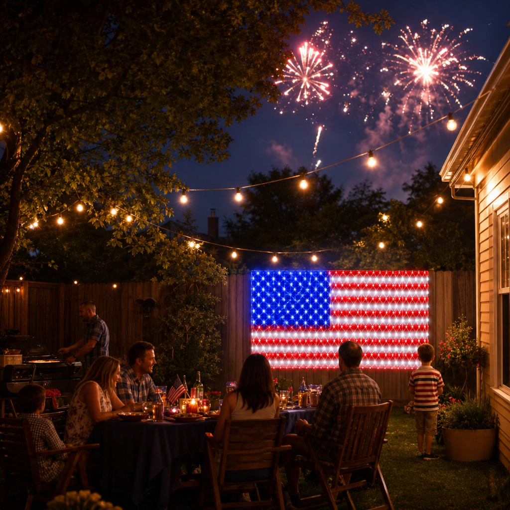 🔥50% Off Sale on July 4-----Solar American Flag Lights Outdoor