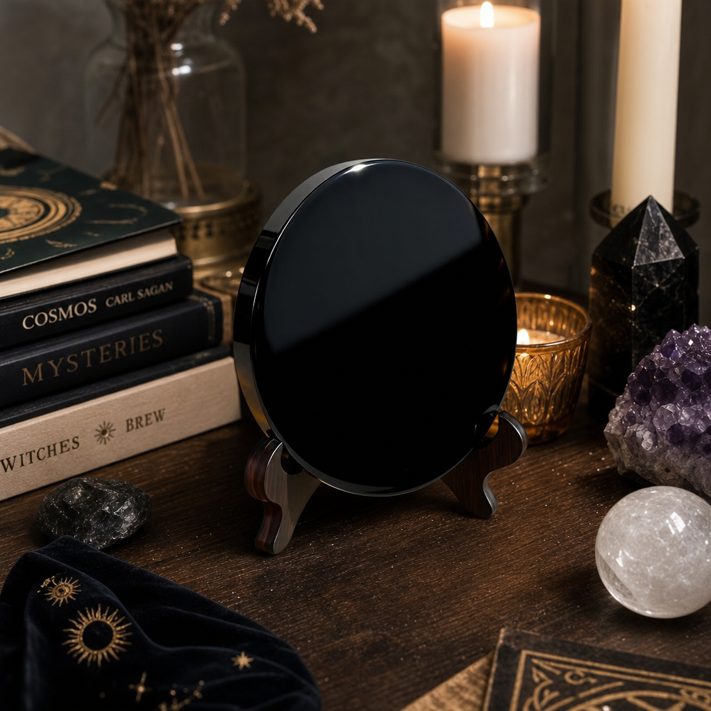 Natural Black Obsidian Scrying Mirror 