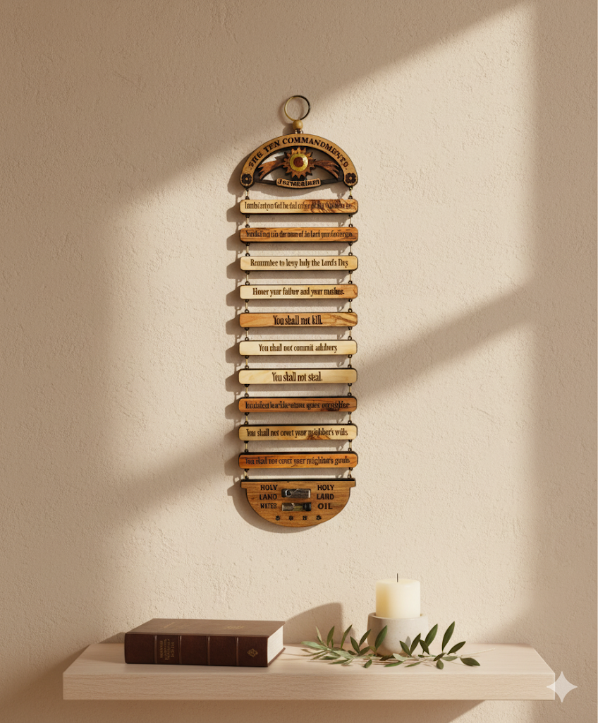 Ten Commandments from the Holy Land — Hand-Carved Wall Display