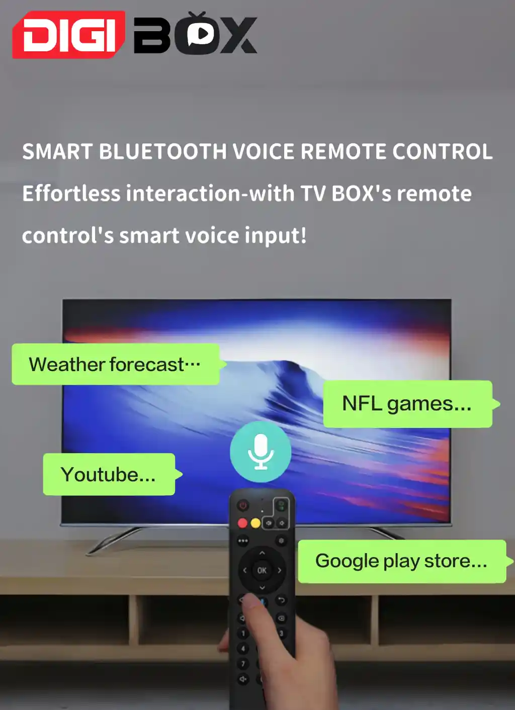 "Show NFL games" — it plays. "Open YouTube" — done. Smart Bluetooth voice control cuts the clicks. Weather updates, apps, streaming — talk to your TV, no remote hunting.