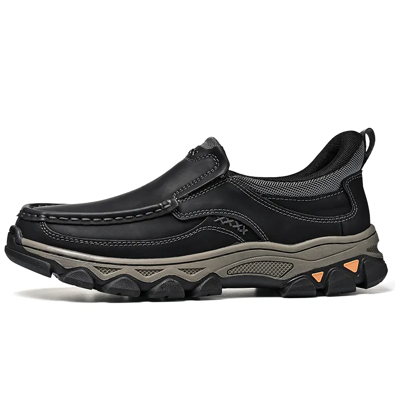 2025 New Men's Hands-Free Genuine Leather Slip On Loafers Black