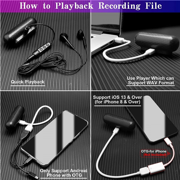 Smart HD Noise Reduction 500 Hours Voice Control Waterproof Recorder