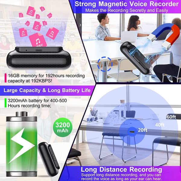 Smart HD Noise Reduction 500 Hours Voice Control Waterproof Recorder