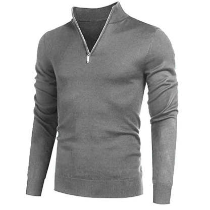Men's Cashmere Style Zipper Basic Sweater