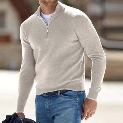 Men's Cashmere Style Zipper Basic Sweater