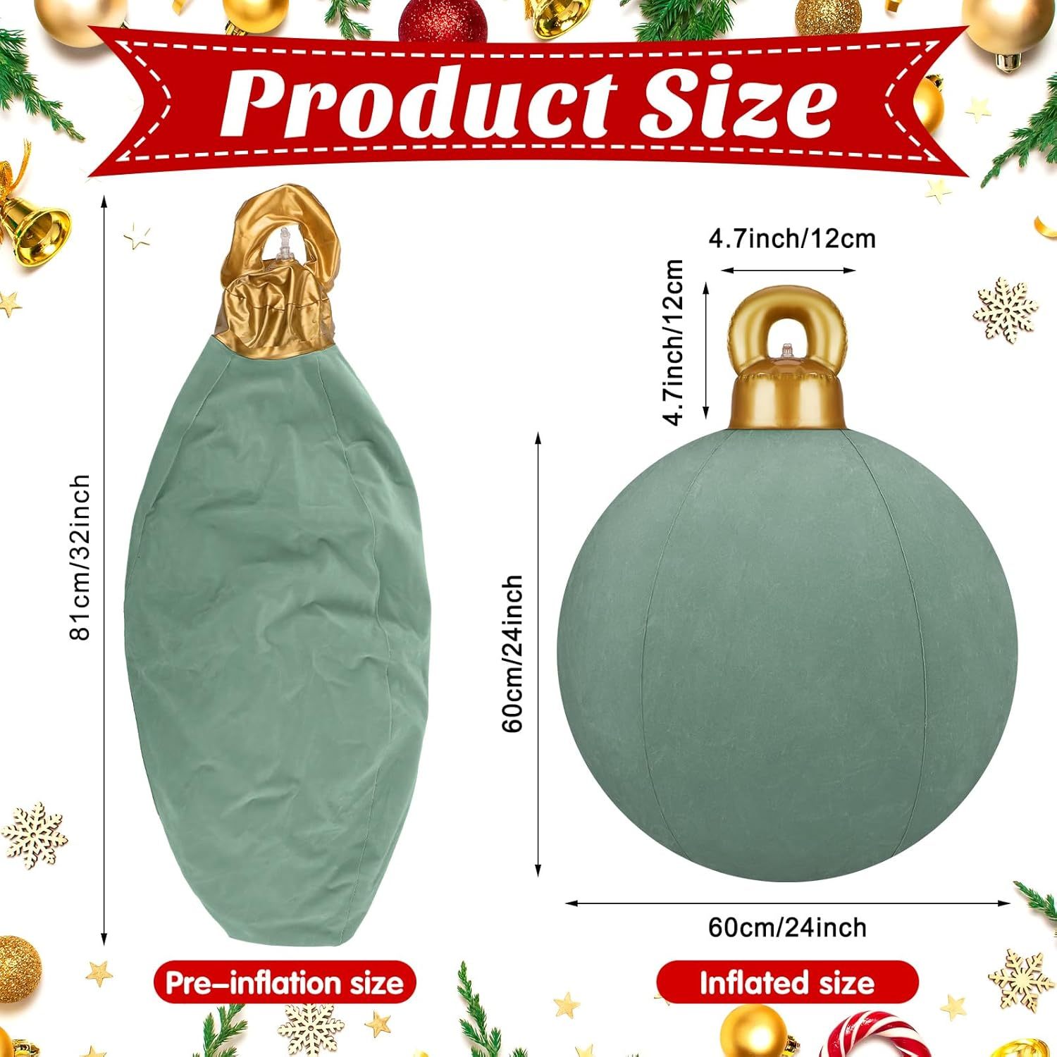 24 Inch Giant Velvet Christmas Inflatable Ball Ornament