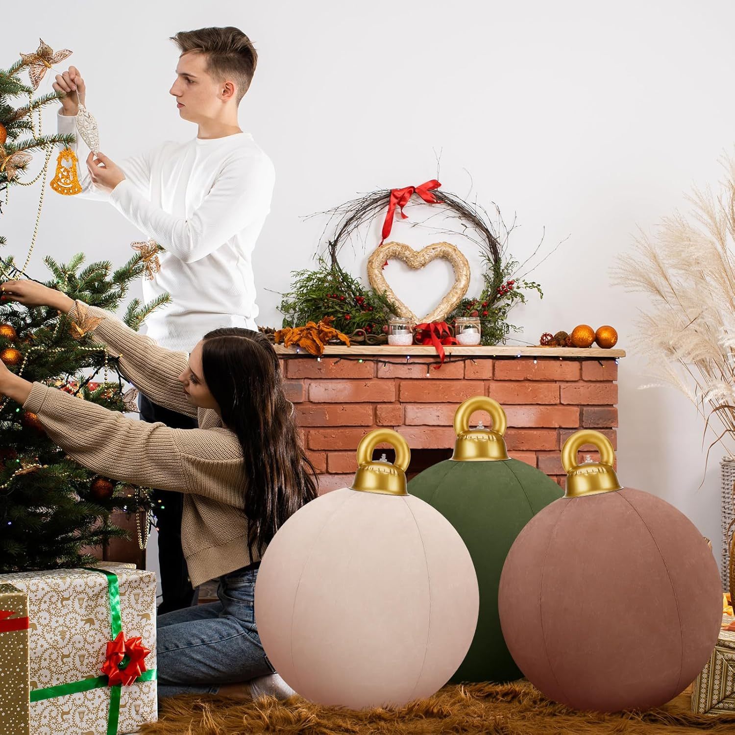 24 Inch Giant Velvet Christmas Inflatable Ball Ornament