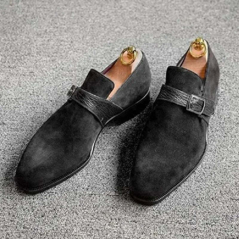 Men's Faux Suede Buckle Strap Business Workwear Shoes Fall Winter Slip On Loafers