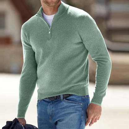 Men's Cashmere Style Zipper Basic Sweater