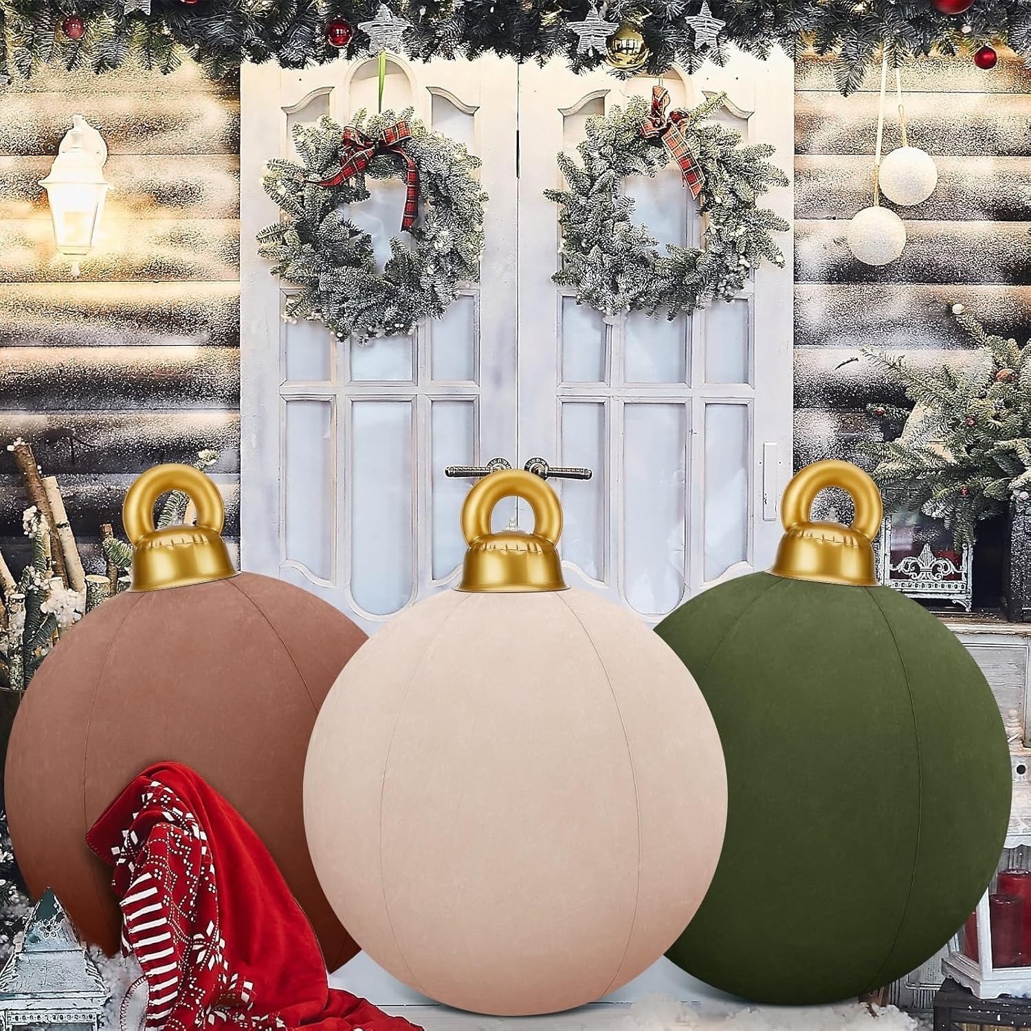 24 Inch Giant Velvet Christmas Inflatable Ball Ornament