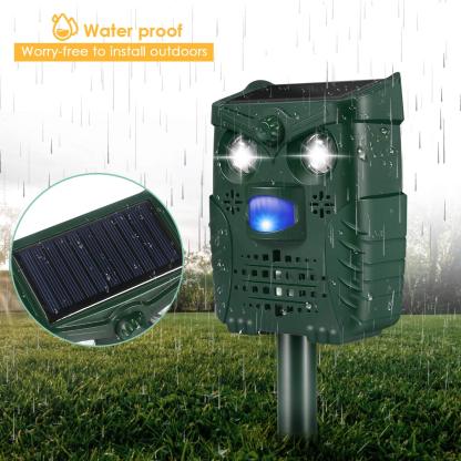 Solar Ultrasonic Pest Mouse Repeller Cat Mouse Repelled PIR Motion Sensor Flashlight Outdoor Garden