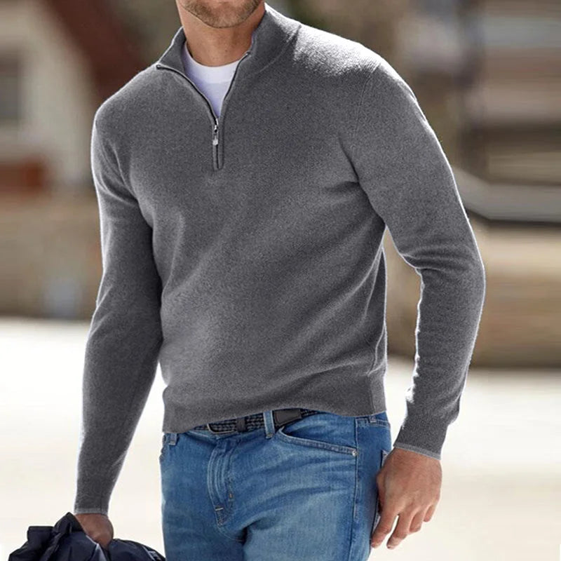 Men's Cashmere Style Zipper Basic Sweater