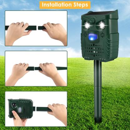 Solar Ultrasonic Pest Mouse Repeller Cat Mouse Repelled PIR Motion Sensor Flashlight Outdoor Garden