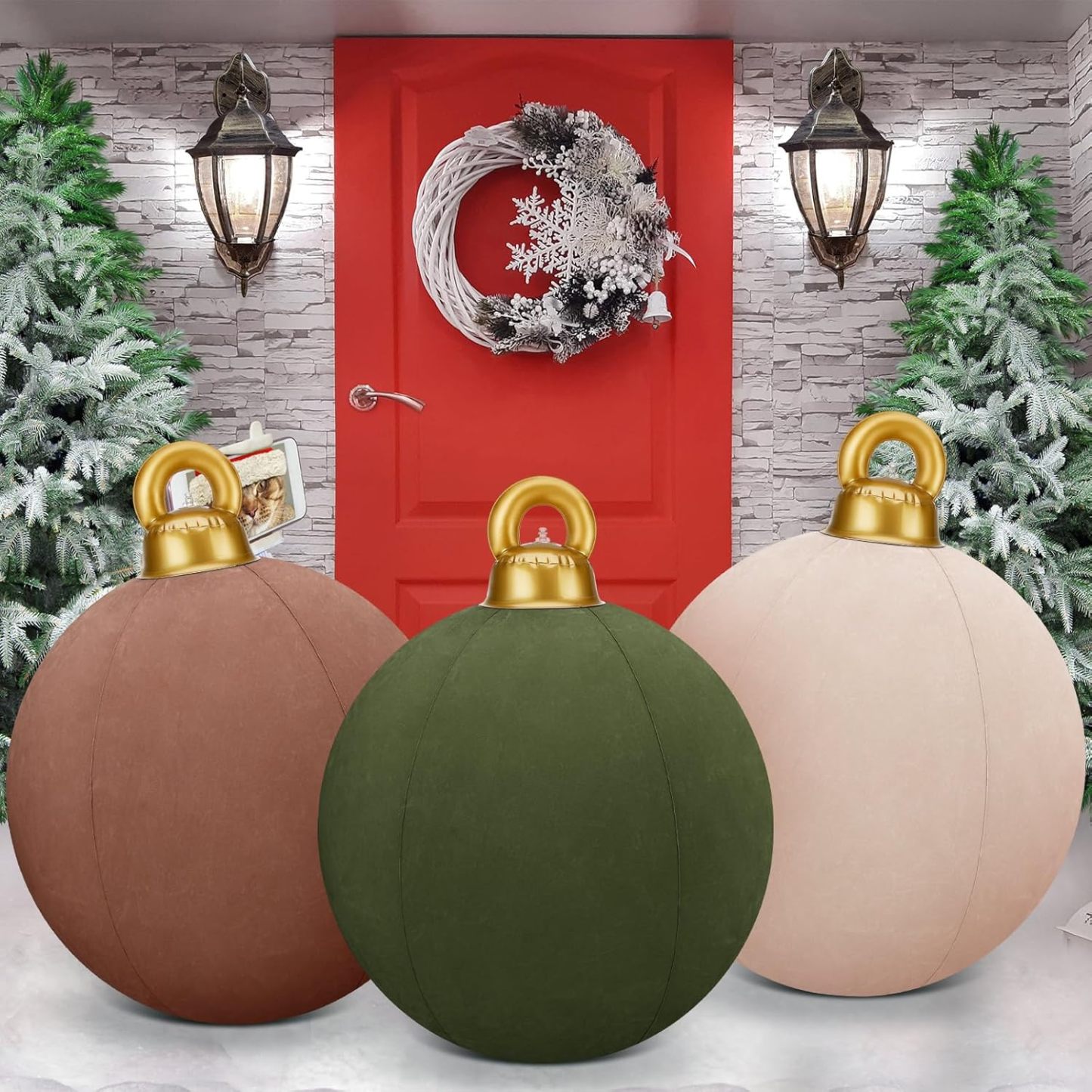 24 Inch Giant Velvet Christmas Inflatable Ball Ornament