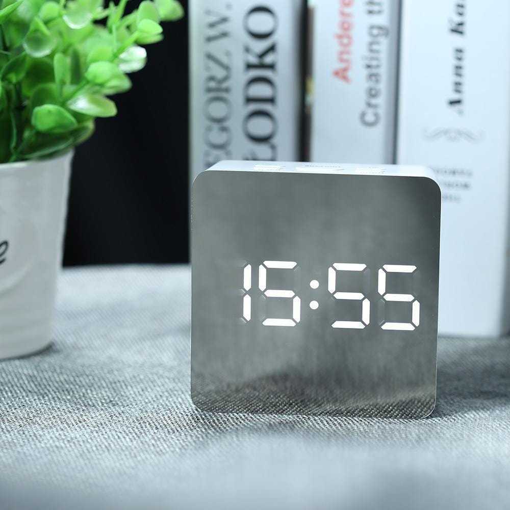 Digital Alarm Clock Smart Mirror Desktop Bedside Nightlight