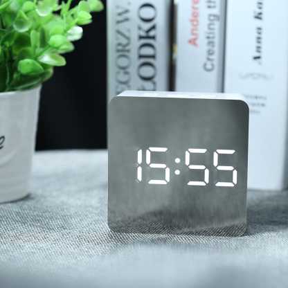 Digital Alarm Clock Smart Mirror Desktop Bedside Nightlight