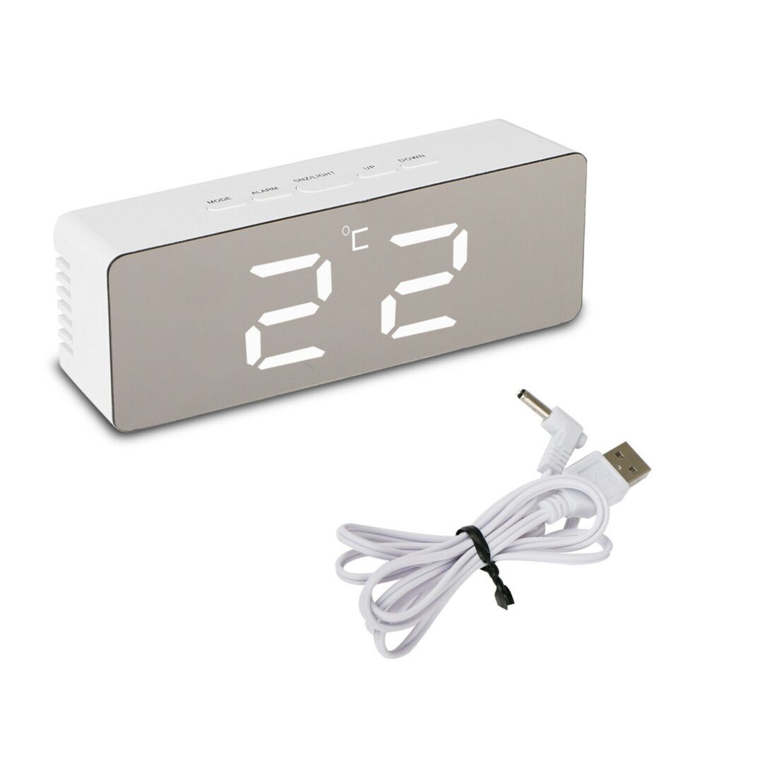 Digital Alarm Clock Smart Mirror Desktop Bedside Nightlight