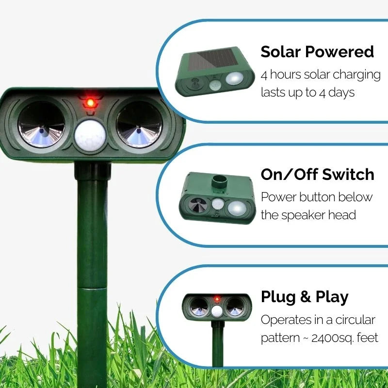 Ultrasonic Bird + Pest Repeller Solar Powered - Long Range