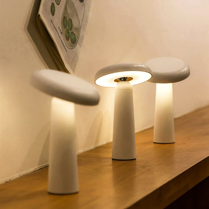 Mushroom LED Table Lamp - Tiltable Lampshade & Stepless Dimmable Touch