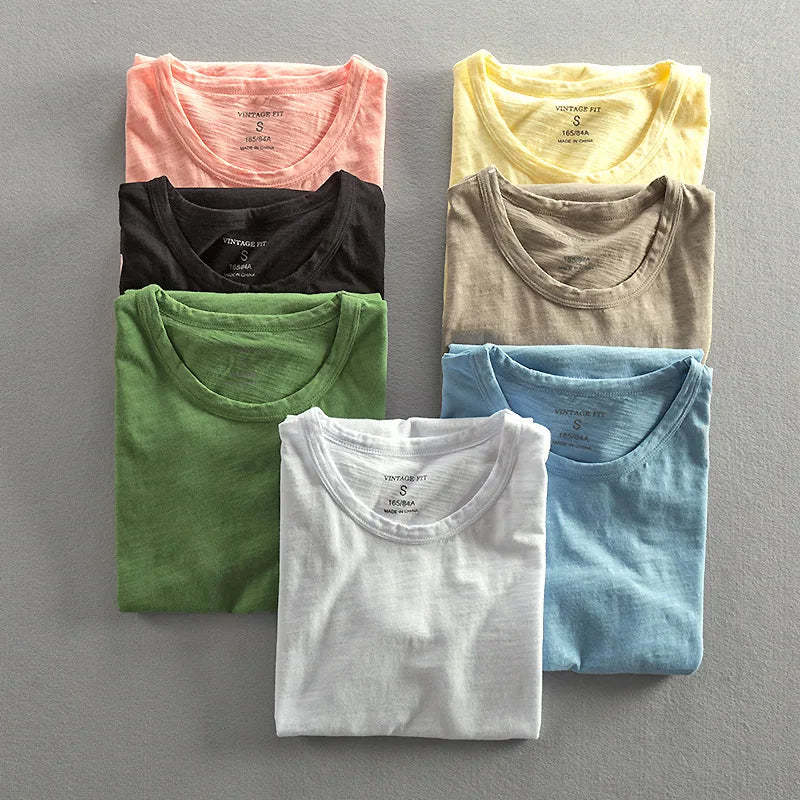 2025 Men's Solid Cotton Vintage T-Shirt