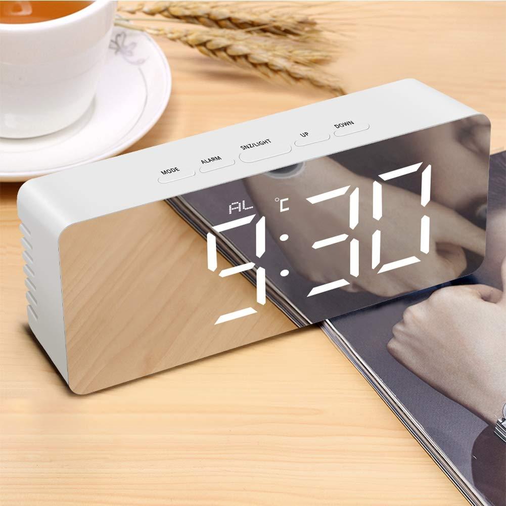 Digital Alarm Clock Smart Mirror Desktop Bedside Nightlight