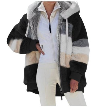 Contrasting  Lamb Wool Padded Coat