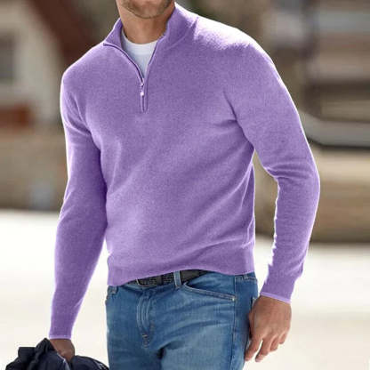 Men's Cashmere Style Zipper Basic Sweater