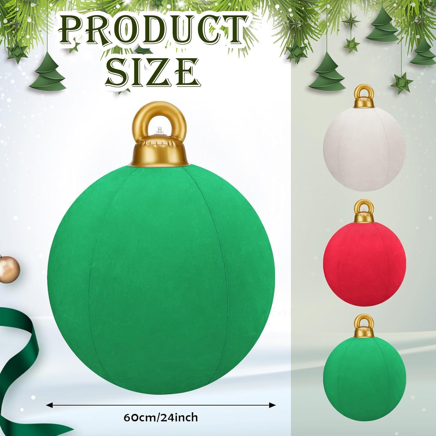 24 Inch Giant Velvet Christmas Inflatable Ball Ornament