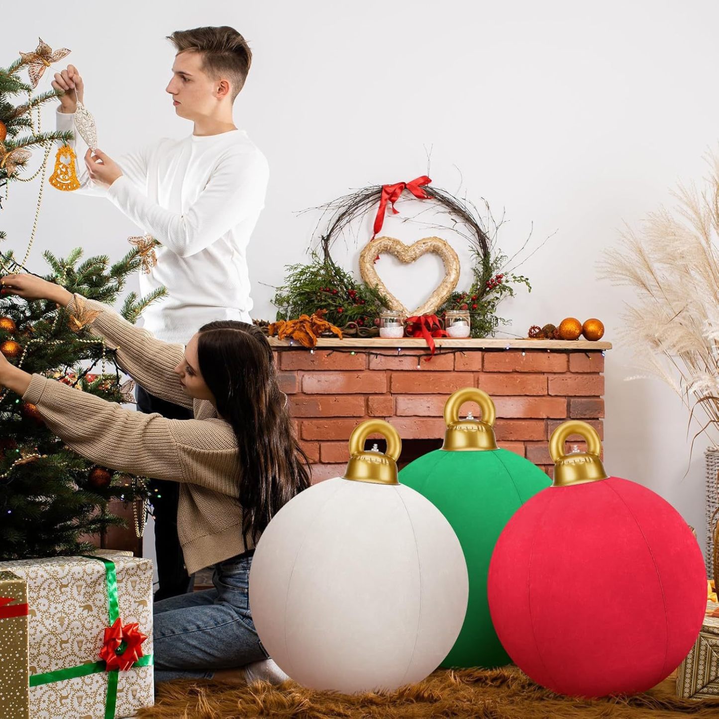 24 Inch Giant Velvet Christmas Inflatable Ball Ornament