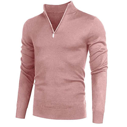 Men's Cashmere Style Zipper Basic Sweater