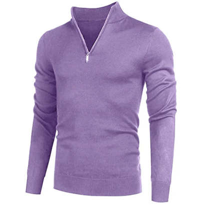 Men's Cashmere Style Zipper Basic Sweater