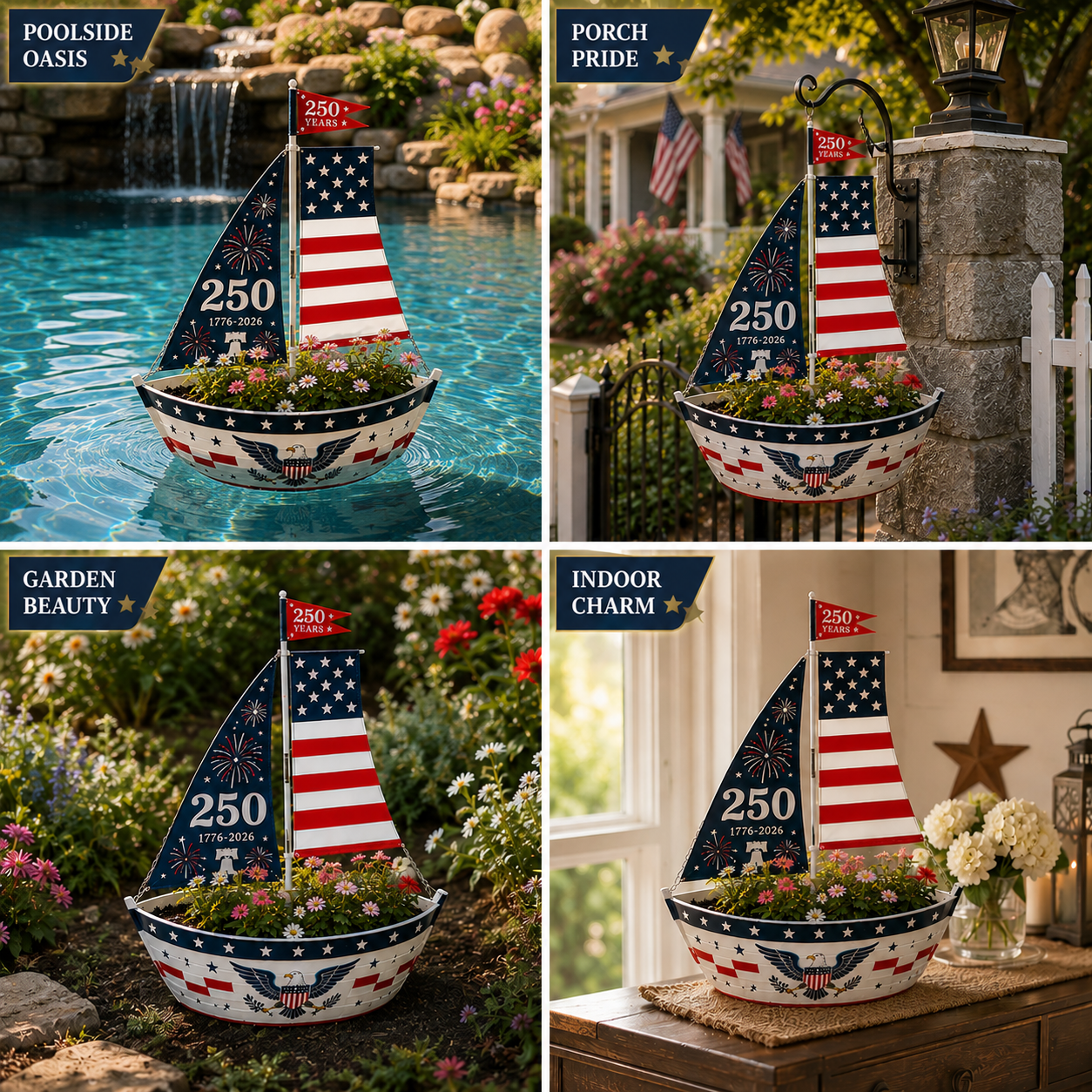 America 250 Freedom Sailboat Planter