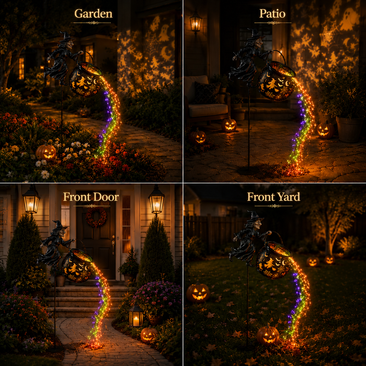 Halloween Witch Cauldron Garden Light
