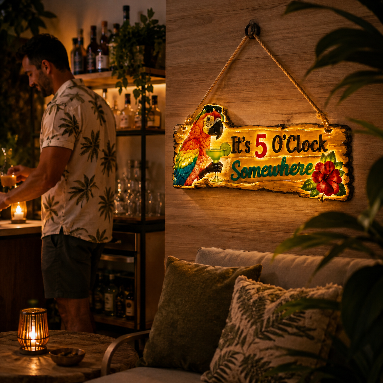 🦜A lifelike parrot Lighted decorative hanging sign-Turn Your Backyard Into a Tropical Escape🌴