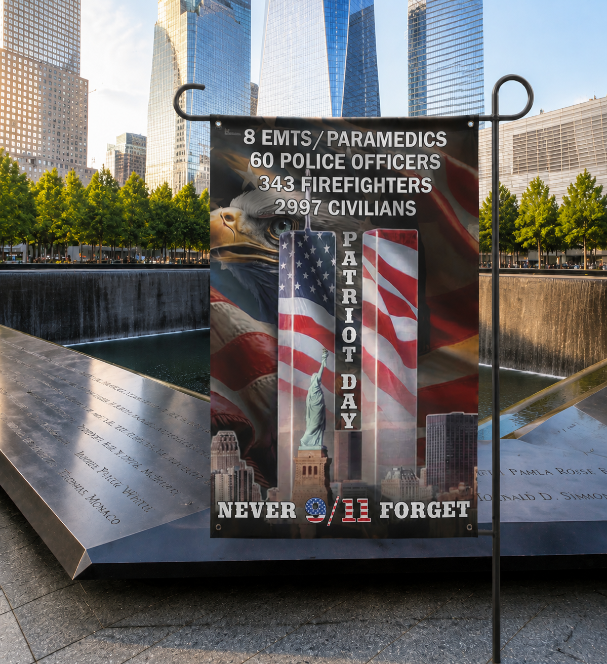 🦅Never Forget 9/11 Patriot Day Eagle American Flag