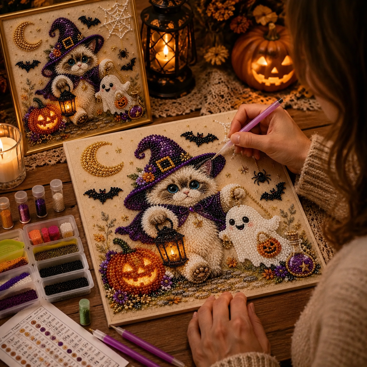 🐈‍⬛🎃DIY Halloween Cat Pearl Bead Painting Kit