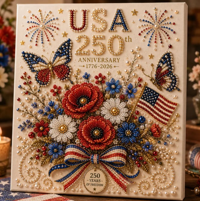 🔥🇺🇸 USA 250th Anniversary DIY Pearl Painting Kit ✨❤️‍🔥