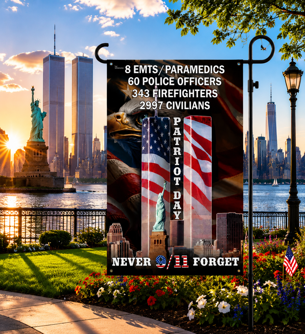 🦅Never Forget 9/11 Patriot Day Eagle American Flag