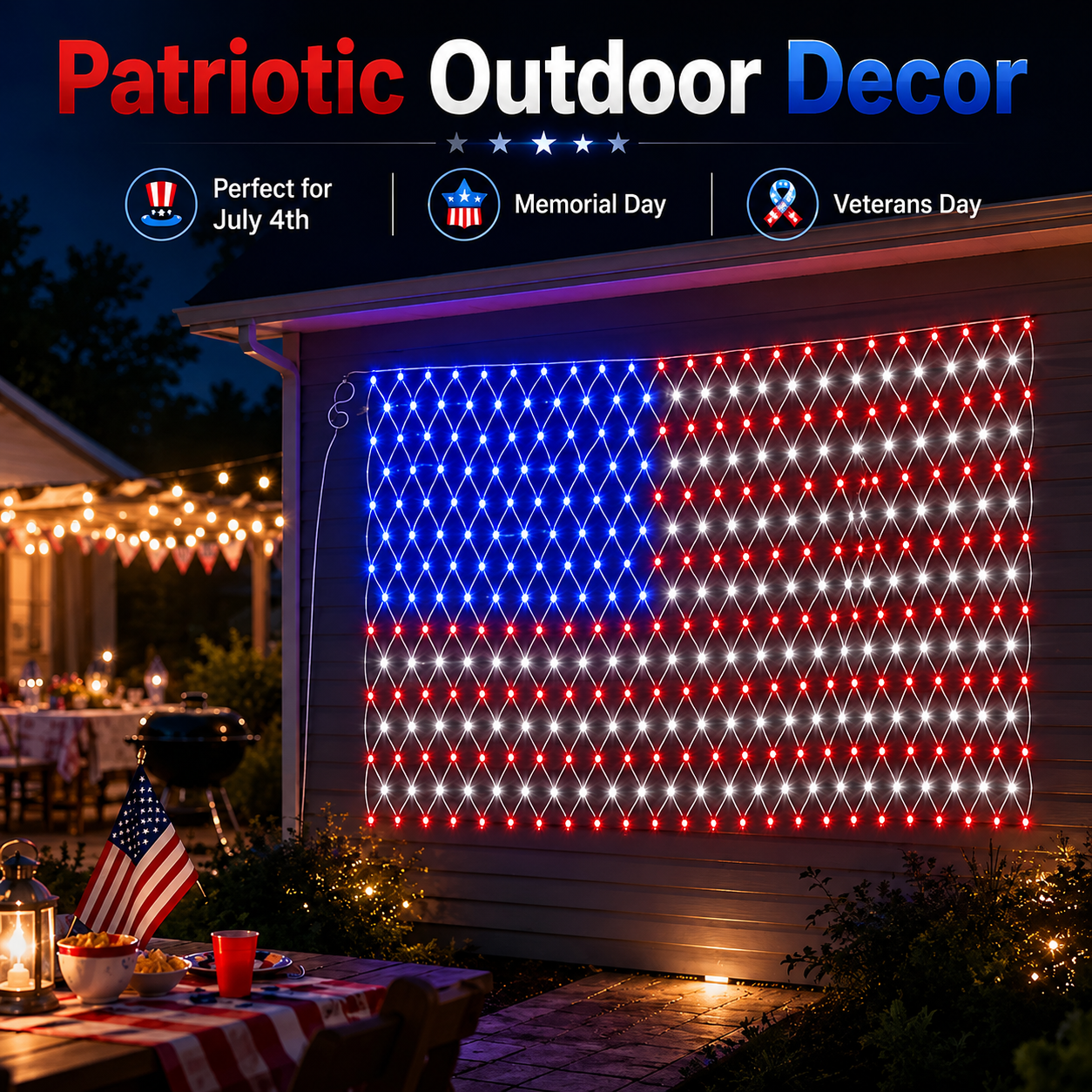 🔥49% Off Sale on July 4-----Solar American Flag Lights Outdoor