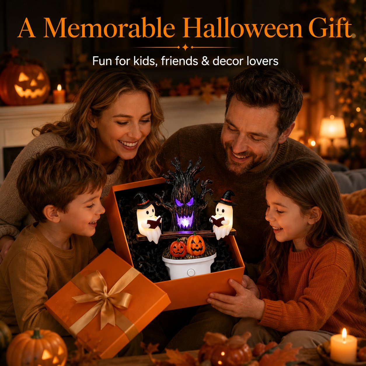 👻💡 Halloween Tree Ghost LED Night Light – Spooky Reading Ghost Table Decor