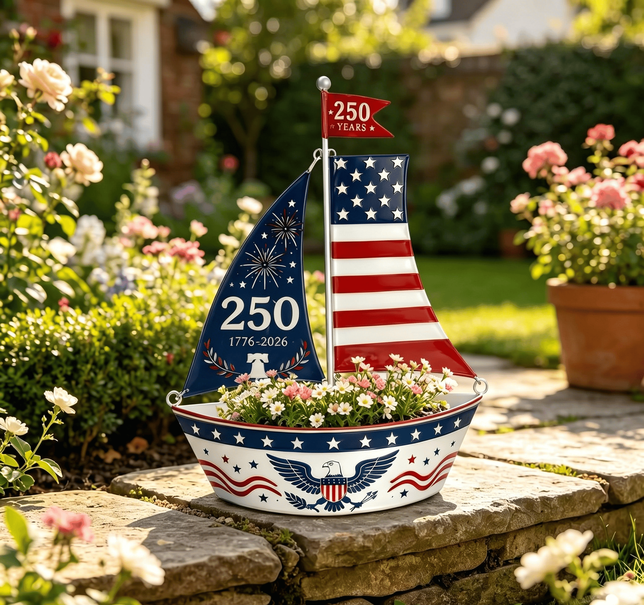 America 250 Freedom Sailboat Planter